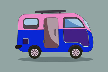 Car cartoon sticker in retro style. fun colorful car.