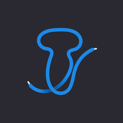 T letter made shoelace. Vector isolated font for app logo, sport design, creative template and more