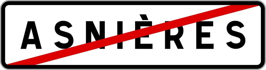 Panneau sortie ville agglomération Asnières / Town exit sign Asnières