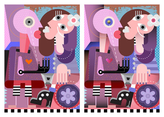 Les gens amoureux. Couple amoureux illustration vectorielle d& 39 art moderne. Couple d& 39 amoureux debout face à face. Deux options d& 39 illustration - design plat et avec effet de dégradé.