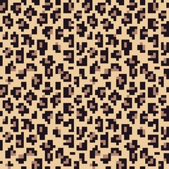 Leopard print pixel seamless pattern, vector trendy design for clothing, fabric print.