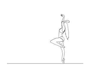 Ballet Dancer ballerina in Continuous Line Art Drawing. Vector 