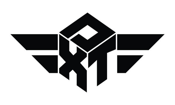DXT three letter gaming logo in polygon cube shape logo design vector template. wordmark logo | emblem logo | monogram logo | initial letter logo | sports logo | minimalist logo | typography logo |