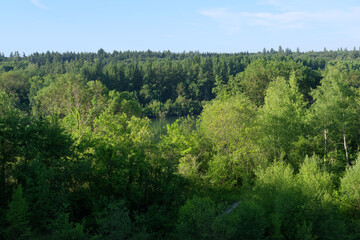 Hills and Seine river near Seine-port village in Ile-de France region