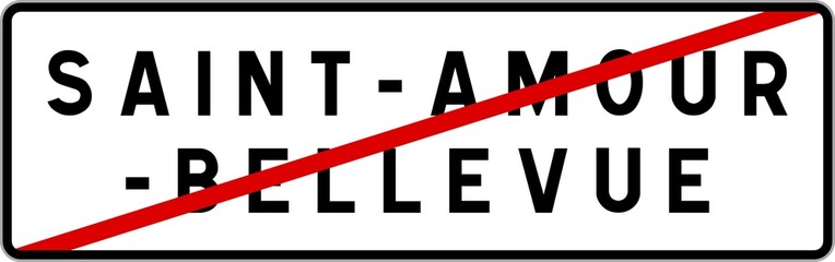 Panneau sortie ville agglomération Saint-Amour-Bellevue / Town exit sign Saint-Amour-Bellevue