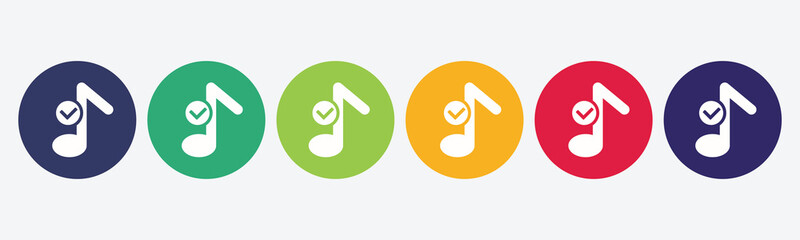 Vector set isolated with music accepted icon.