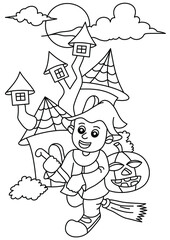 halloween coloring page or book for kids