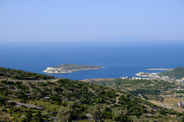 Scenic view of  Karaburun İzmir Turkey from mountain. Top view of Karaburun İzmir.  