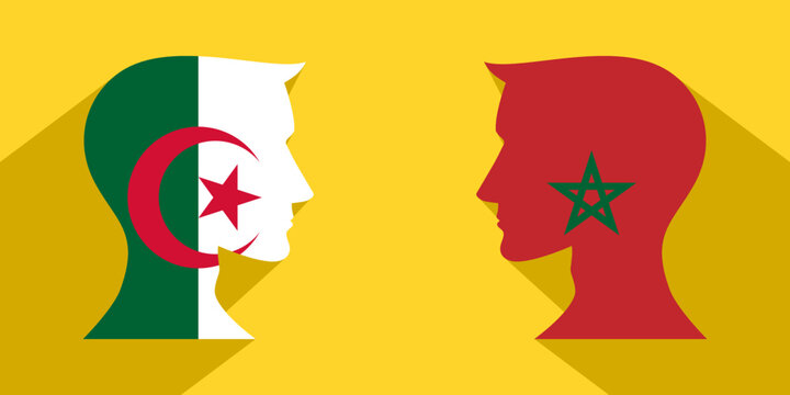 face to face concept. algeria vs morocco. vector illustration