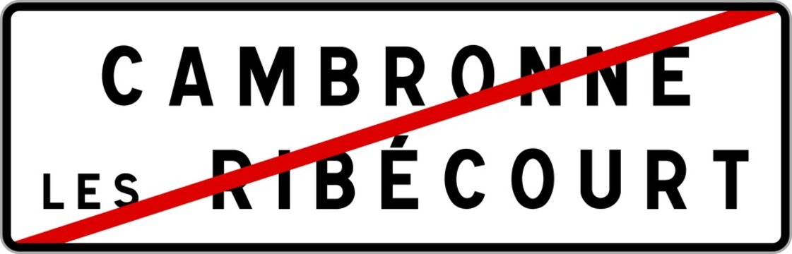Panneau sortie ville agglomération Cambronne-lès-Ribécourt / Town exit sign Cambronne-lès-Ribécourt
