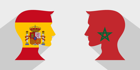 face to face concept. spain vs morocco. vector illustration
