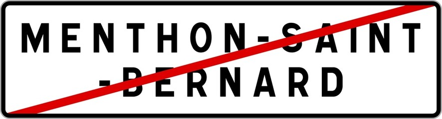 Panneau sortie ville agglomération Menthon-Saint-Bernard / Town exit sign Menthon-Saint-Bernard