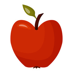 Cartoon apple fruit. Vector illustration isolated on a white background.