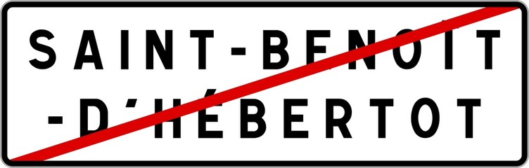 Panneau sortie ville agglomération Saint-Benoît-d'Hébertot / Town exit sign Saint-Benoît-d'Hébertot