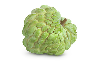 Sugar apple or custard apple isolated on white background with full depth of field. Exotic tropical Thai annona or cherimoya fruit