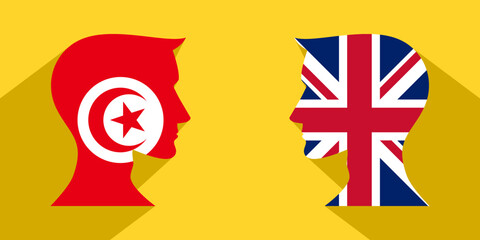 Obraz premium face to face concept. tunisia vs uk. vector illustration