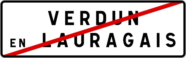 Panneau sortie ville agglomération Verdun-en-Lauragais / Town exit sign Verdun-en-Lauragais