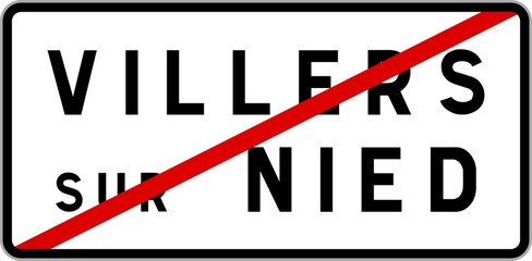 Panneau sortie ville agglomération Villers-sur-Nied / Town exit sign Villers-sur-Nied