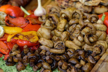 Grilled mushrooms during a street food festival.