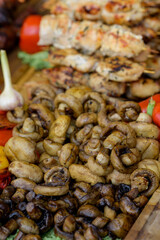Grilled mushrooms during a street food festival.