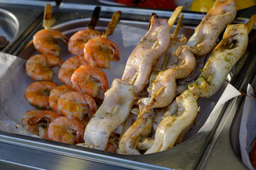 Grilled seafood at a street food festival