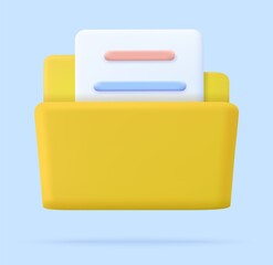 yellow portfolio folder 3d icon.