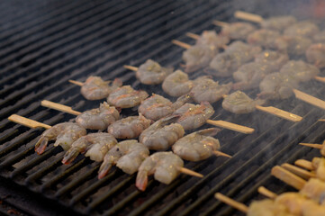 Grilled shrimp at the street food festival.