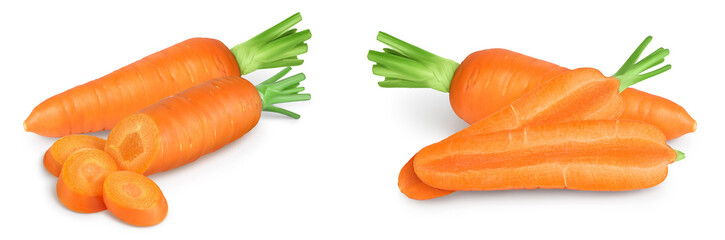 Carrot isolated on white background with full depth of field. Set or collection