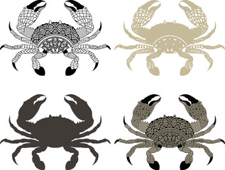 Crab zentangle arts, Antistress coloring page for adults with sea crab