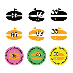 ハンバーガーのシンプルでかわいいキャラクター