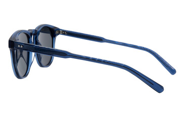 Designer Sunglasses for men and women blue trasparent frame with blue shades side view