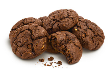 chocolate cookies isolated on white background with full depth of field