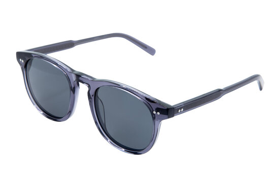 Designer Sunglasses for men and women dark purple transparent frame with grey shades top front view
