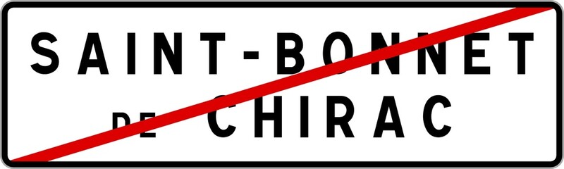 Panneau sortie ville agglomération Saint-Bonnet-de-Chirac / Town exit sign Saint-Bonnet-de-Chirac