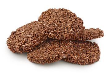 amaranth cookies with carob isolated on white background with full depth of field. Healthy food.