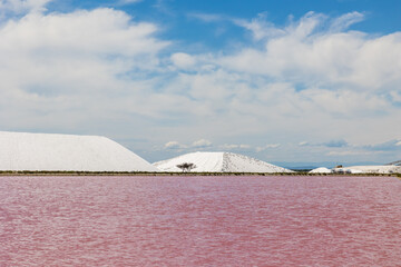 Tas de sel blanc dans le Salin d'Aigues-Mortes