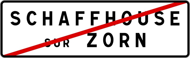 Panneau sortie ville agglomération Schaffhouse-sur-Zorn / Town exit sign Schaffhouse-sur-Zorn