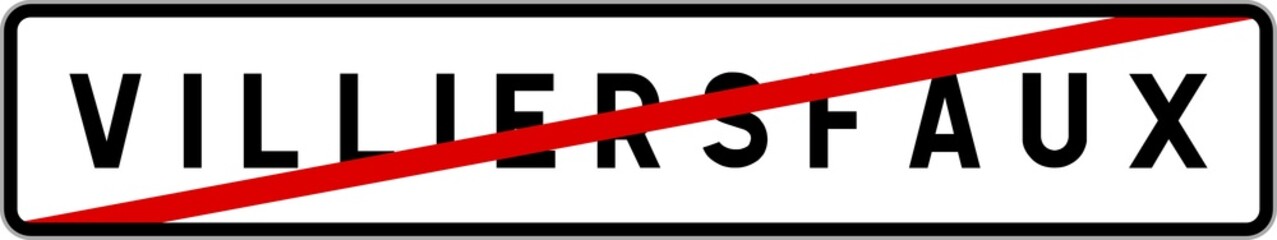 Panneau sortie ville agglomération Villiersfaux / Town exit sign Villiersfaux