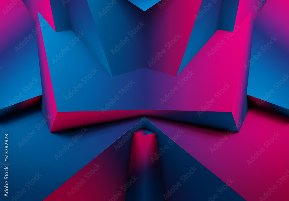 Aufkleber abstract geometric background with colorful 3d shapes or architectural forms for booklet or video co