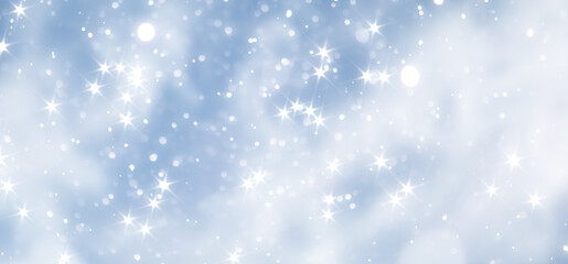 blue snowfall bokeh background, abstract snowflake background on blurred abstract blue