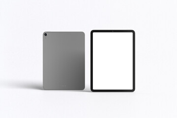 Tablet mockup on minimal background. Modern tablet display mockup scene. Tablet with empty screen. Photo mockup with clipping path.