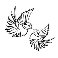 Vector illustration of two bird with wings