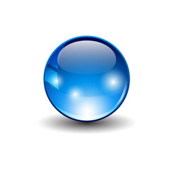 Vector illustration of realistic blue glossy sphere