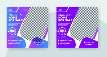 Modern real estate house property social media instagram post or web banner template