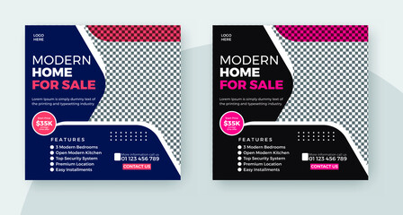 Modern real estate house property social media instagram post or web banner template