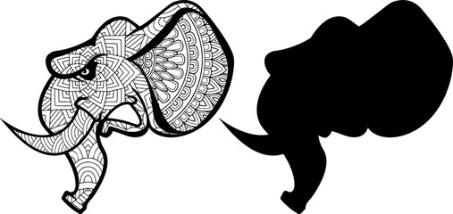 hand drawn elephants coloring page