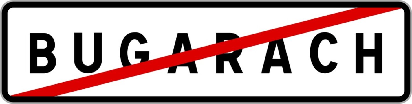 Panneau sortie ville agglom&eacute;ration Bugarach / Town exit sign Bugarach