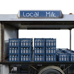 Obraz premium 3D-illustration of a truck with milk bottles