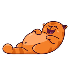 Cute red cat is holding his stomach with laughter. Shows emotions, laughter, lol, fun. Cat character hand drawn style, sticker, emoji - 513794781