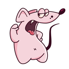 Cute pink mouse. Shows emotions, nonsense, I do not believe, do not. Mouse character hand drawn style, sticker, emoji - 513794792